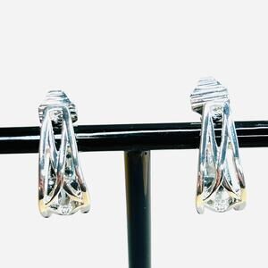 The Jewelry Group Silver Tone Cut Out Clip On Small Hoop Earrings